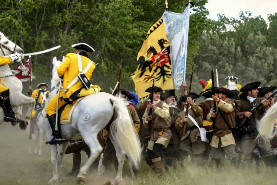 Recreadores históricos durante una escena de combate en la Batalla de Almansa