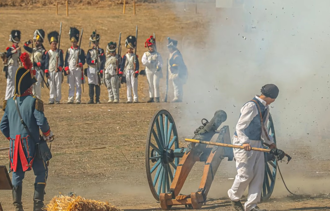 Recreación histórica de la Batalla de Bailén de 1808 durante la Guerra de la Independencia Española