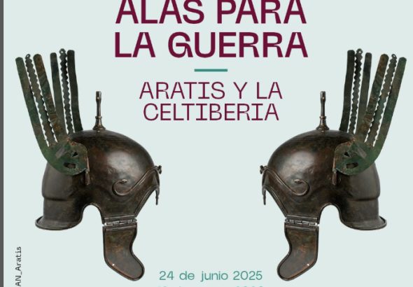 Cartel de la exposición virtual Alas para la guerra Aratis y la Celtiberia en el Museo Arqueológico Nacional