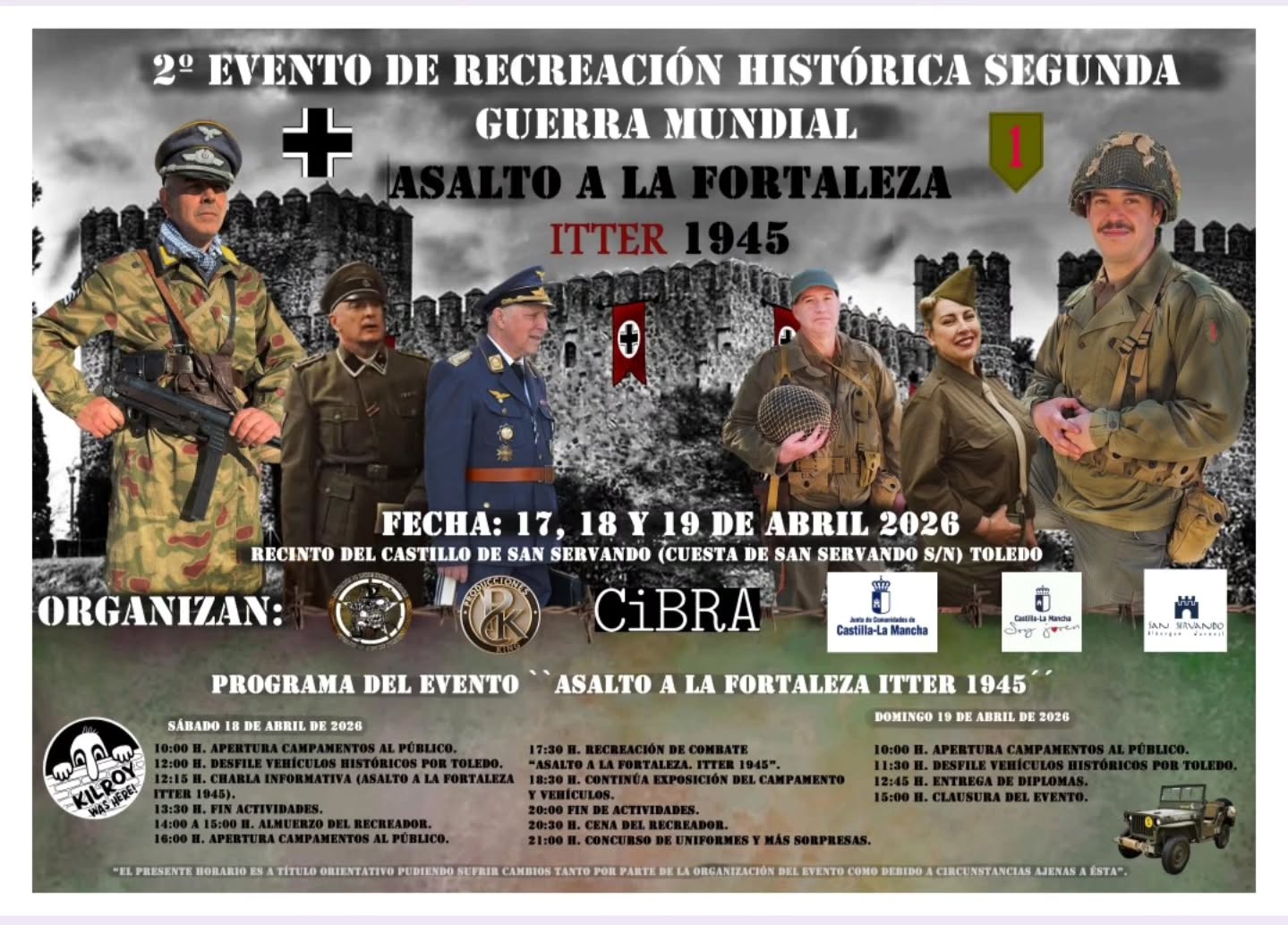cartel recreación histórica Asalto a la Fortaleza Itter 1945 Castillo de San Servando Toledo