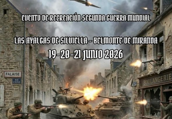 Cartel Normandía 44 Falaise recreación histórica Segunda Guerra Mundial Belmonte de Miranda 2026