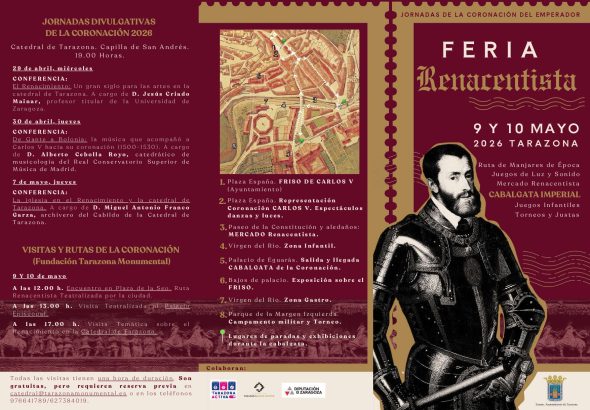 Cartel oficial de la Feria Renacentista de Tarazona 2026 y Jornadas de la Coronación de Carlos V