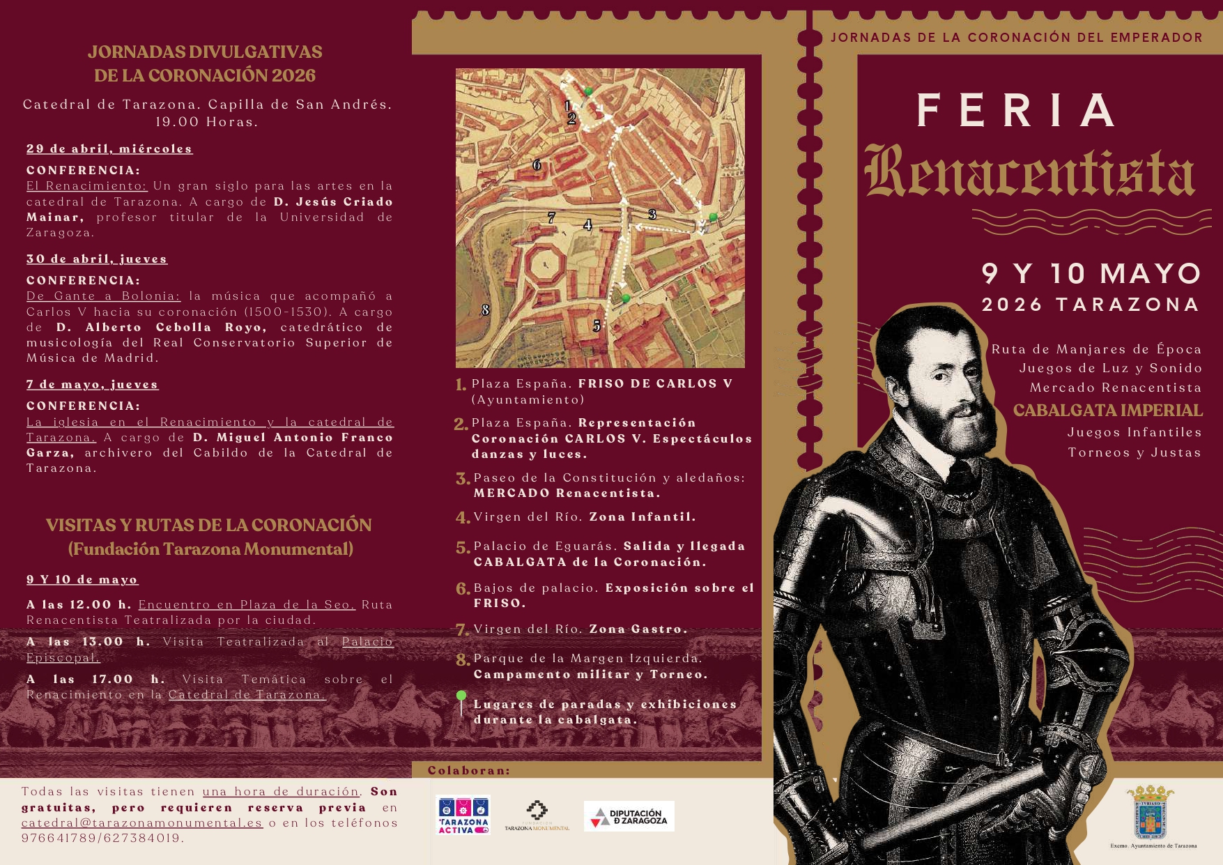Cartel oficial de la Feria Renacentista de Tarazona 2026 y Jornadas de la Coronación de Carlos V