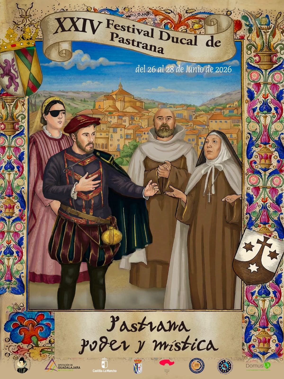Cartel oficial del XXIV Festival Ducal de Pastrana 2026 dedicado al Siglo de Oro y la recreación histórica renacentista