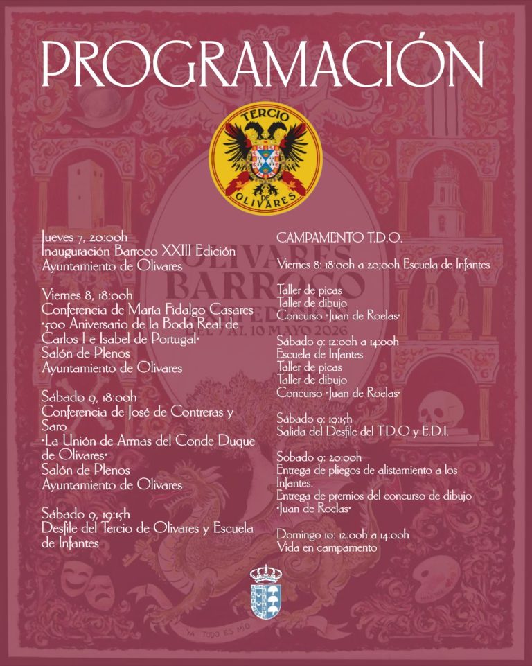 Programación del Tercio de Olivares en el Barroco de Olivares 2026 con actividades, talleres y desfile