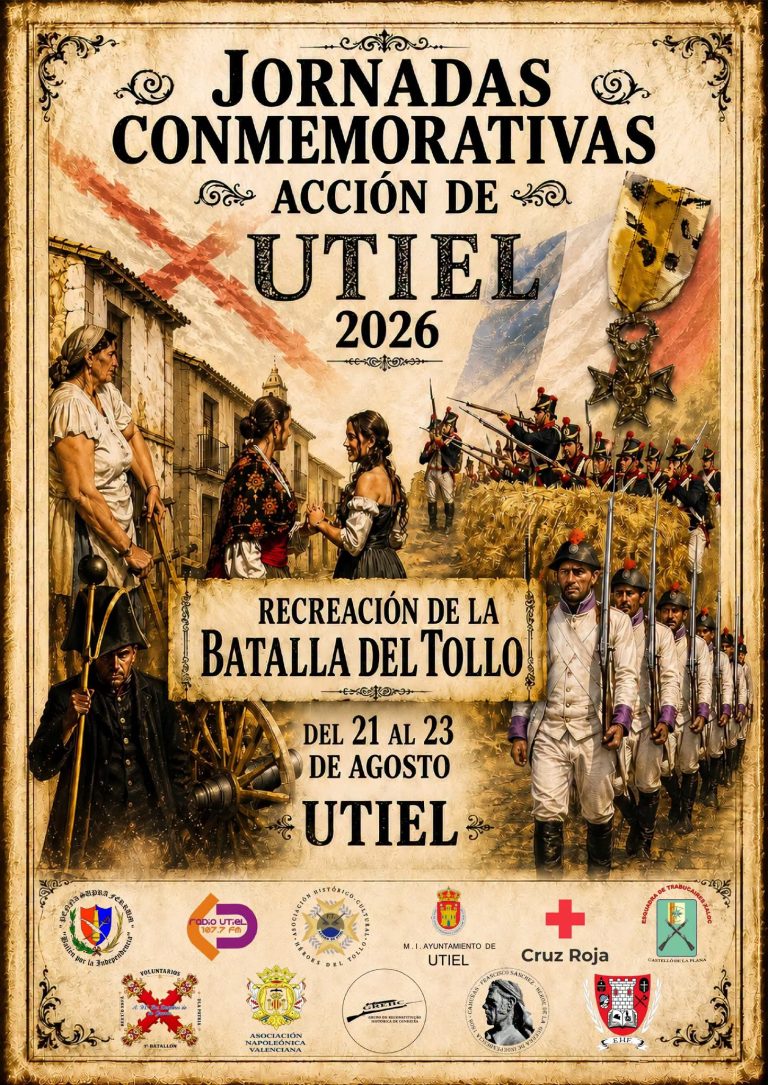 Cartel oficial de Acción de Utiel 2026 con la recreación histórica de la Batalla del Tollo en Utiel (Valencia).