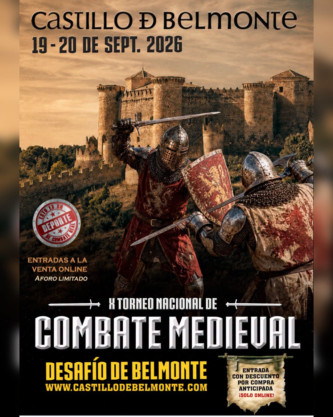 X Torneo Nacional de Combate Medieval Desafío Belmonte 2026 en el Castillo de Belmonte