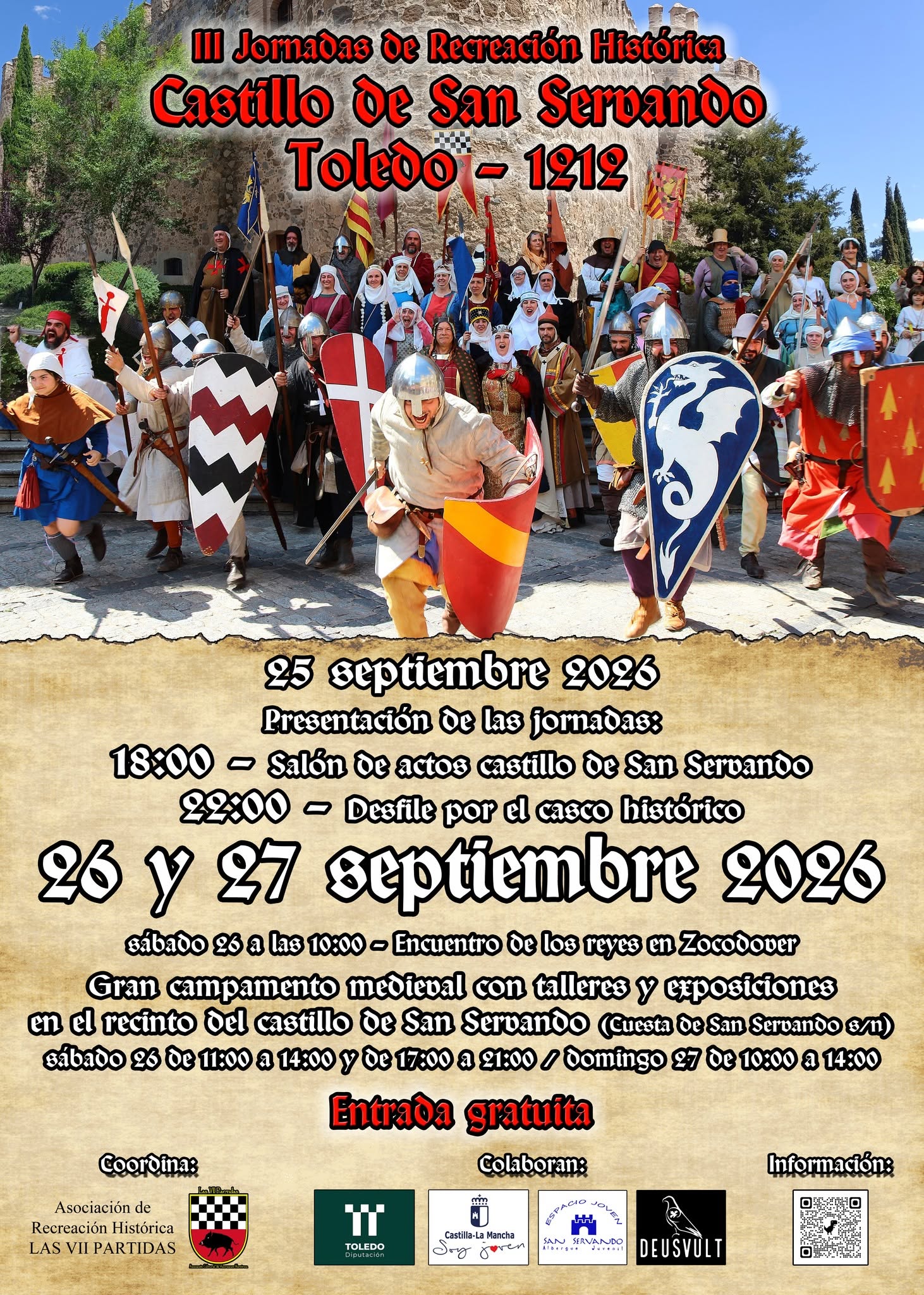 Cartel de las III Jornadas de Recreación Histórica Castillo de San Servando Toledo 1212 2026