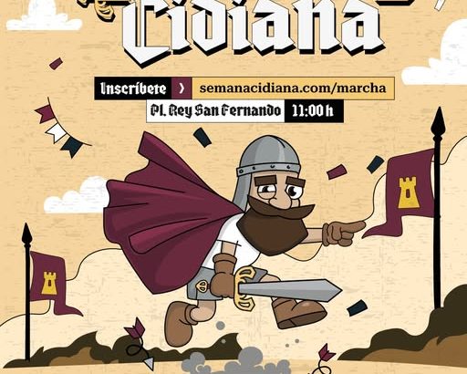 Cartel de la Semana Cidiana 2026 en Burgos con un personaje medieval y la espada del Cid