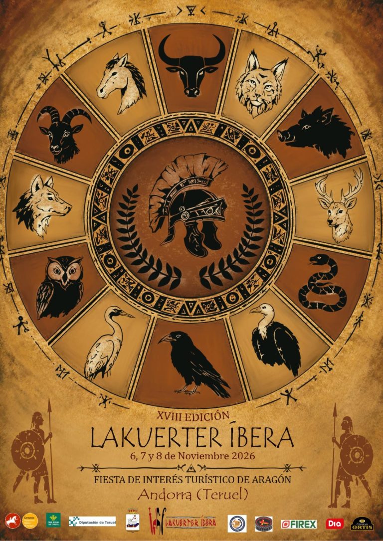 Cartel oficial de Lakuerter Íbera 2026, recreación histórica del mundo íbero en Andorra, Teruel, del 6 al 8 de noviembre.