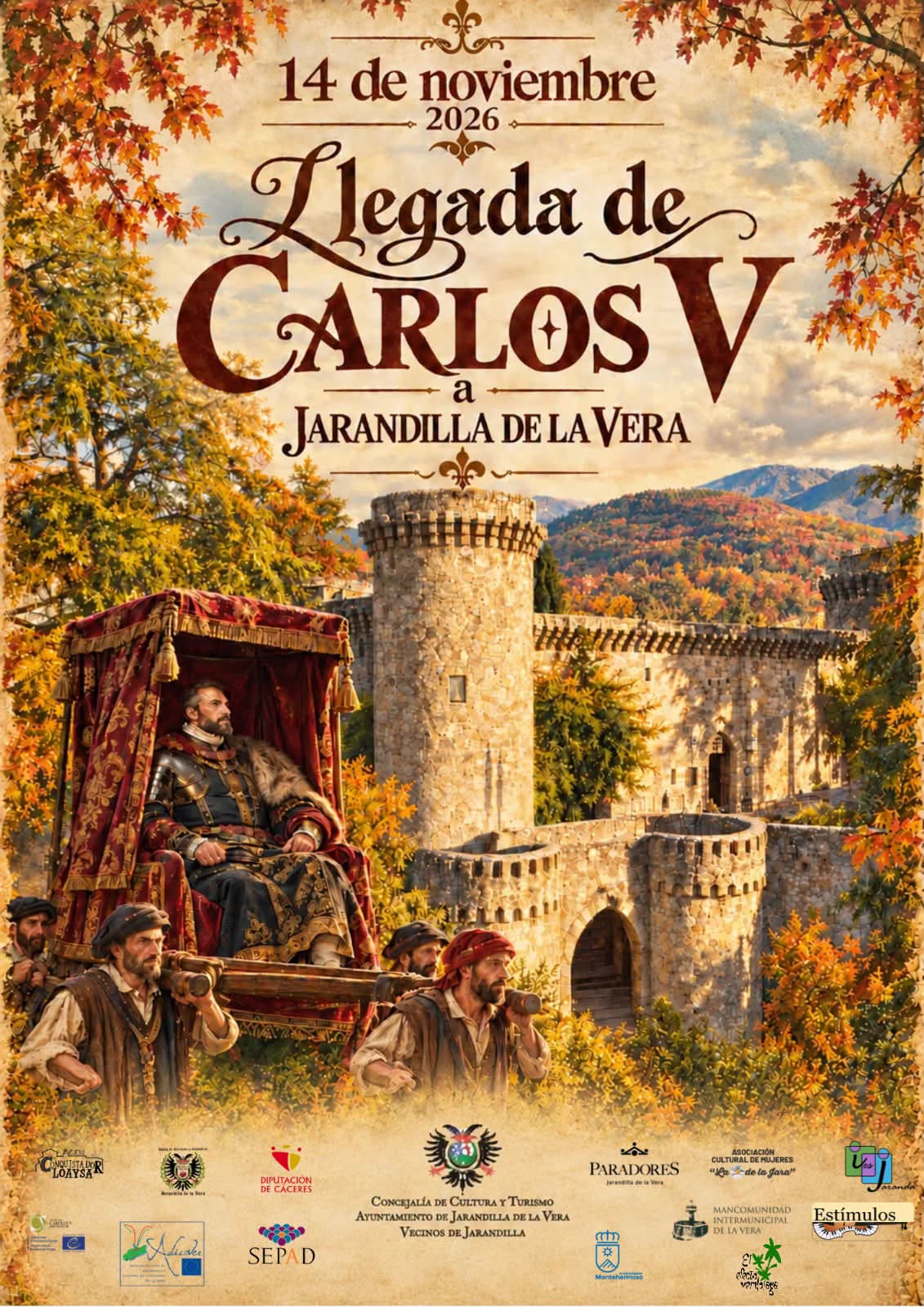 Cartel de la Llegada de Carlos V a Jarandilla de la Vera el 14 de noviembre de 2026