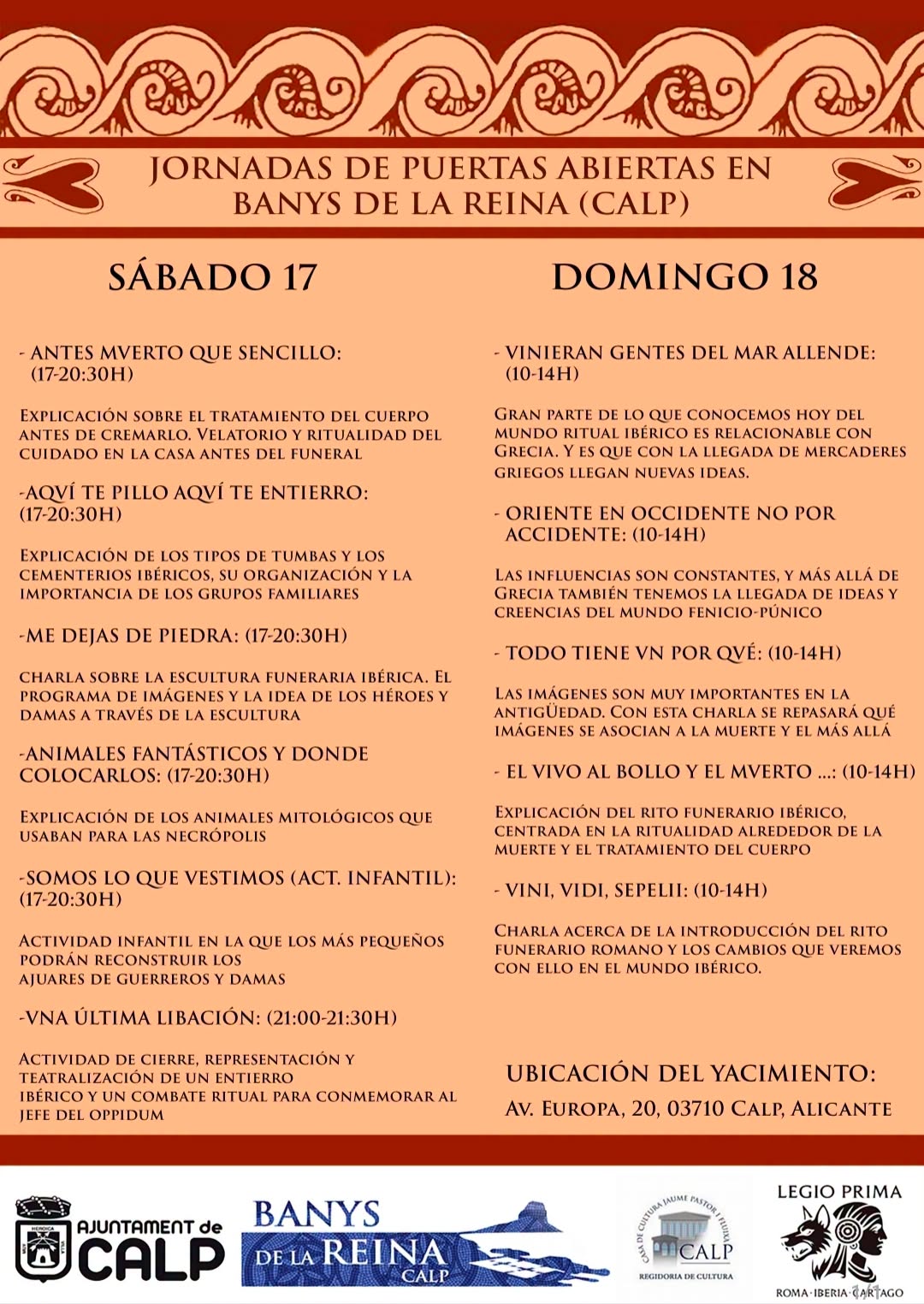 Recreación histórica del ritual funerario íbero en Els Banys de la Reina, Calp, octubre de 2026