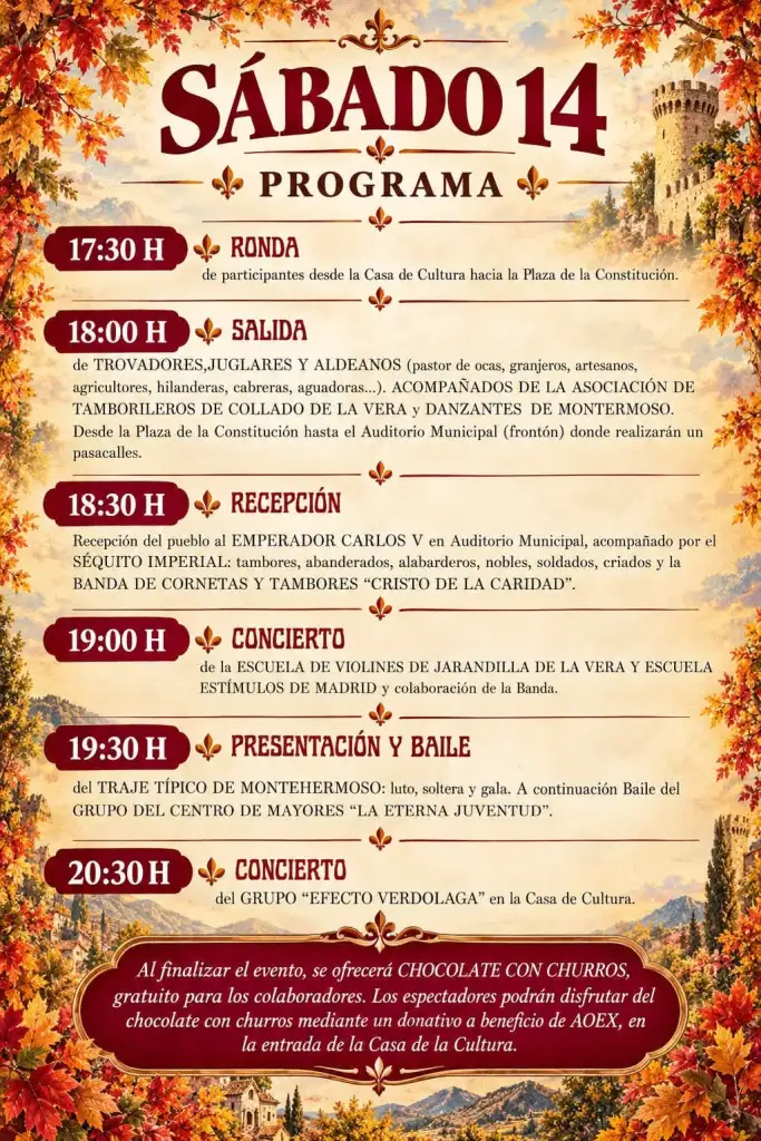 Cartel de la Llegada de Carlos V a Jarandilla de la Vera el 14 de noviembre de 2026