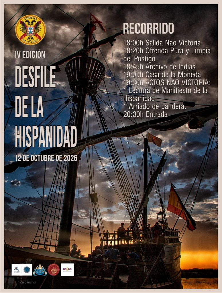 Desfile de la Hispanidad 2026 en Sevilla del Tercio de Olivares junto a la Nao Victoria
