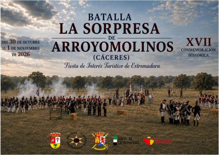 Programa oficial de La Sorpresa de Arroyomolinos 2026, XVII Conmemoración Histórica de la batalla napoleónica en Cáceres.