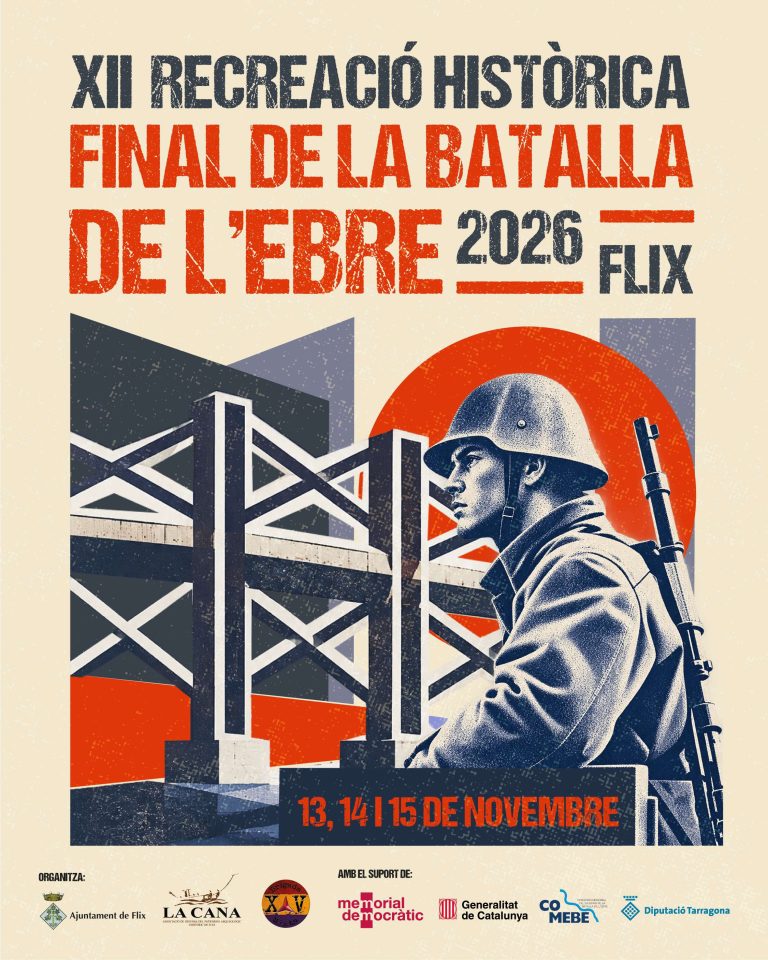 Cartel de la XII Recreación histórica del final de la Batalla del Ebro en Flix 2026