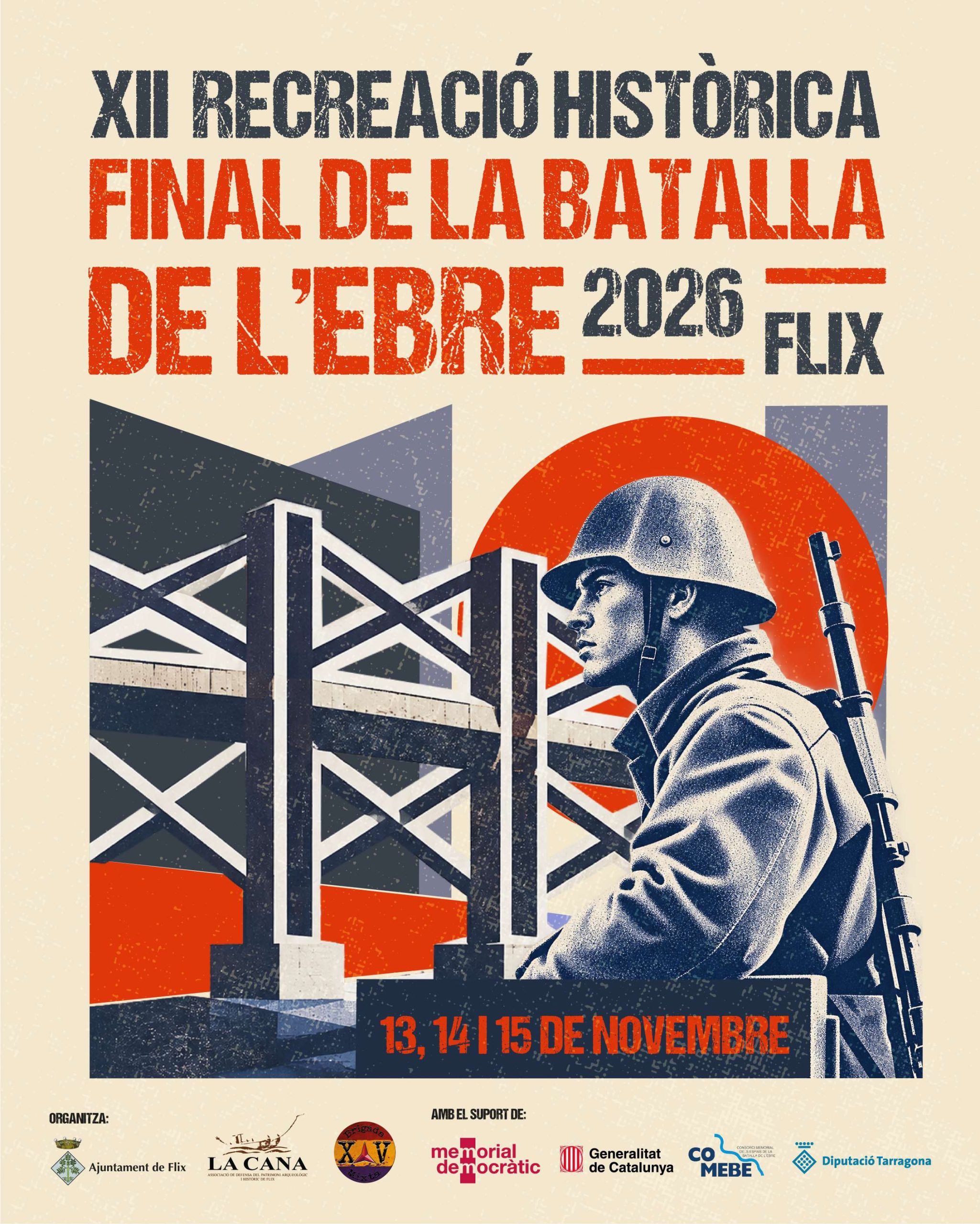 Cartel de la XII Recreación histórica del final de la Batalla del Ebro en Flix 2026
