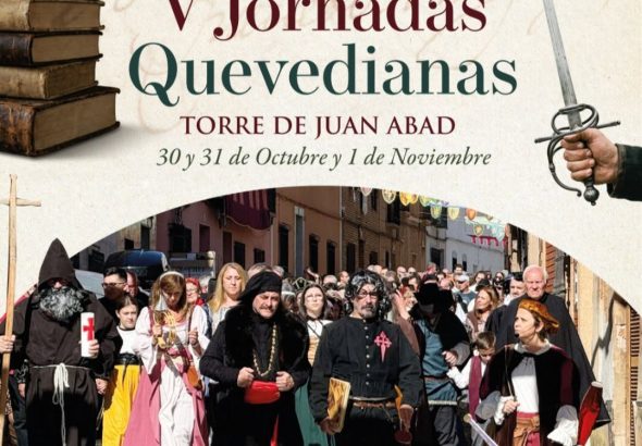 Cartel de las V Jornadas Quevedianas 2026 en Torre de Juan Abad del 30 de octubre al 1 de noviembre